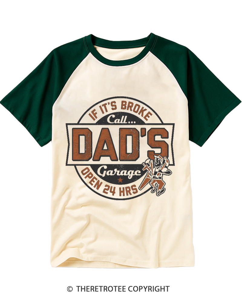 TheRetroTee Dad's Garage 1970s Raglan Baseball T-Shirt