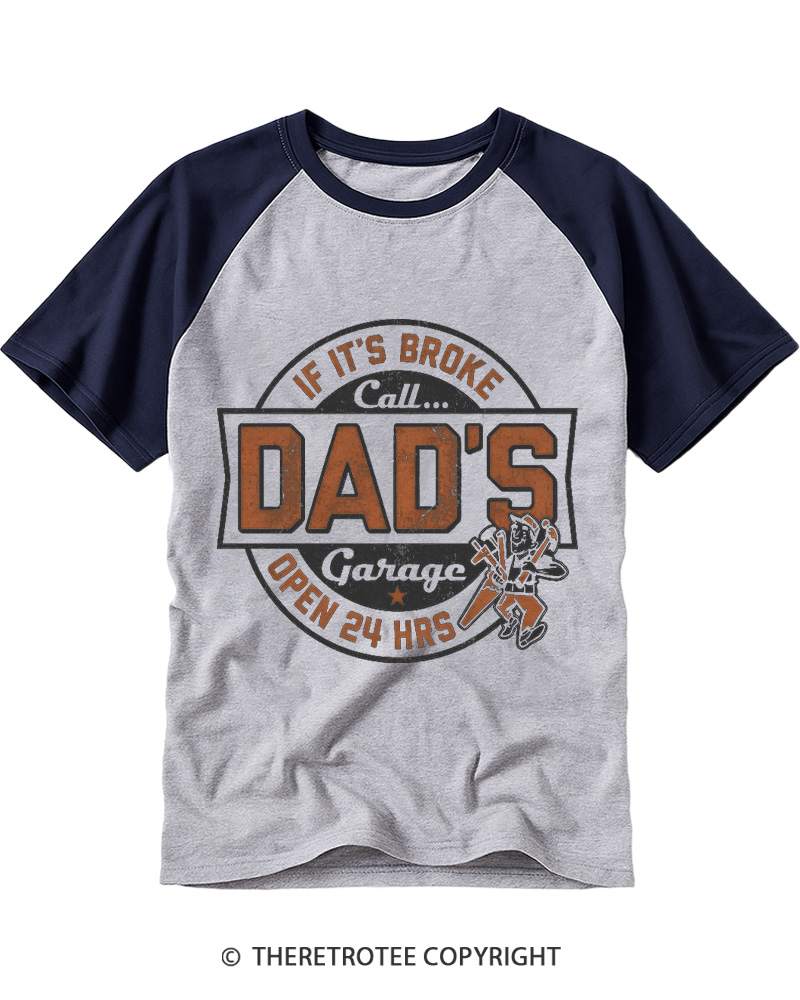 TheRetroTee Dad's Garage 1970s Raglan Baseball T-Shirt