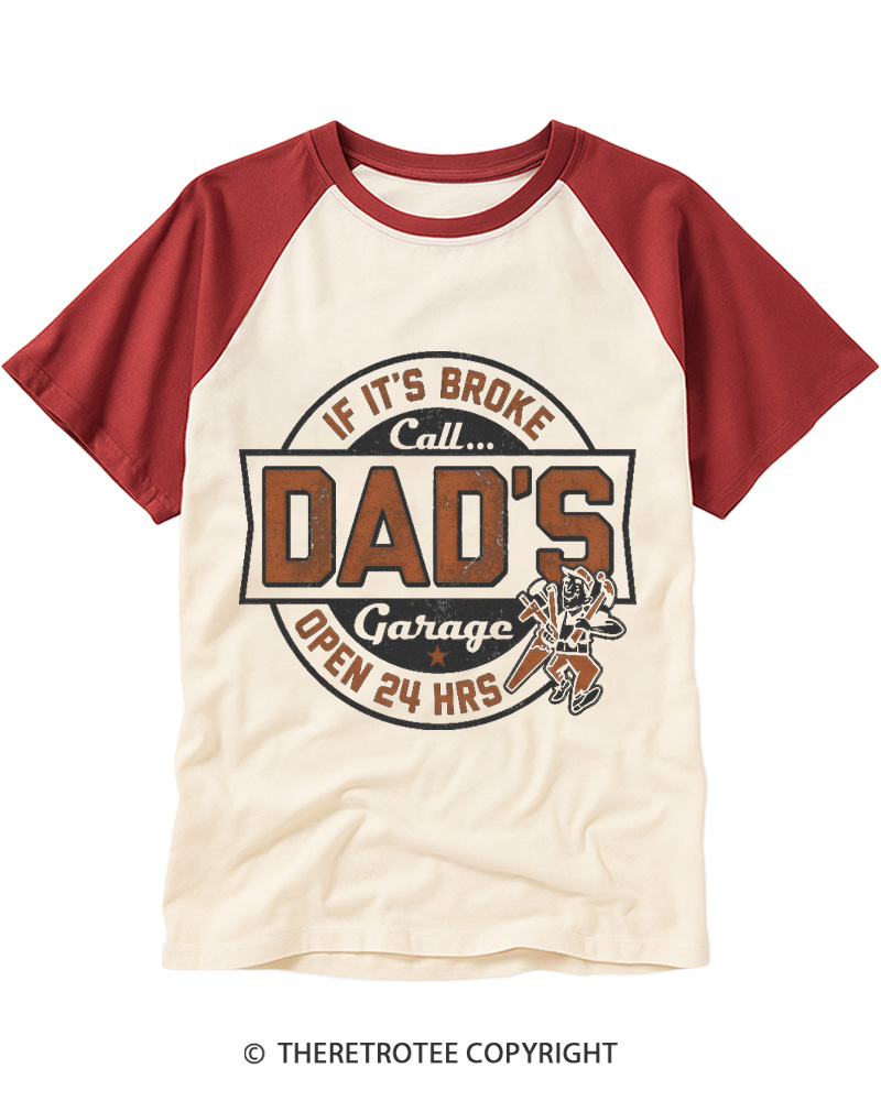 TheRetroTee Dad's Garage 1970s Raglan Baseball T-Shirt