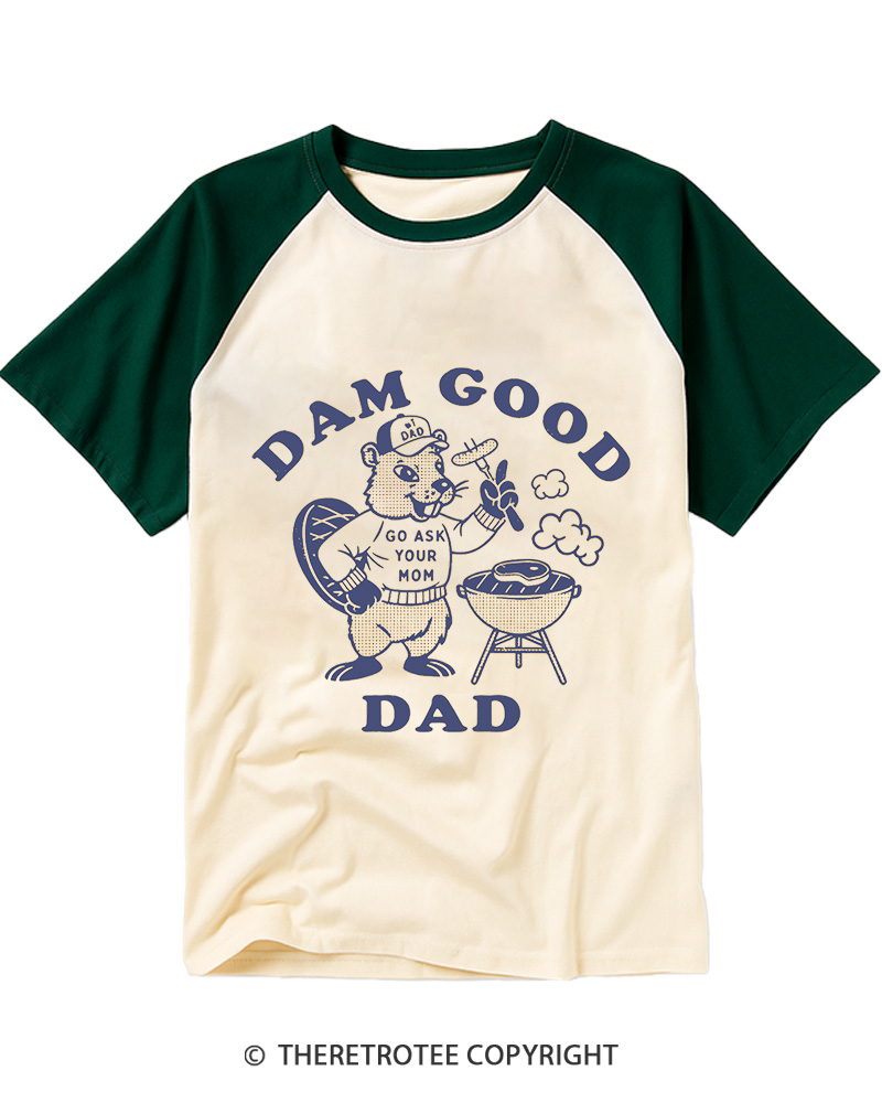 TheRetroTee Dam Good Dad 1980s Raglan Baseball T-Shirt