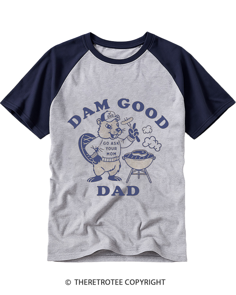 TheRetroTee Dam Good Dad 1980s Raglan Baseball T-Shirt