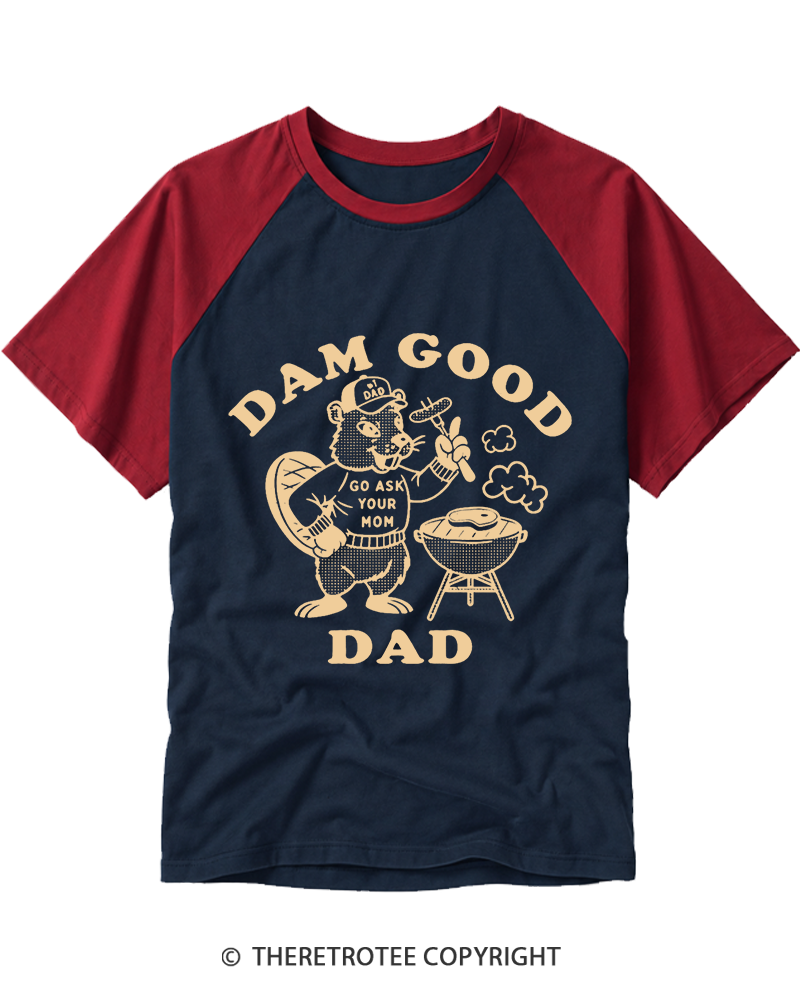 TheRetroTee Dam Good Dad 1980s Raglan Baseball T-Shirt