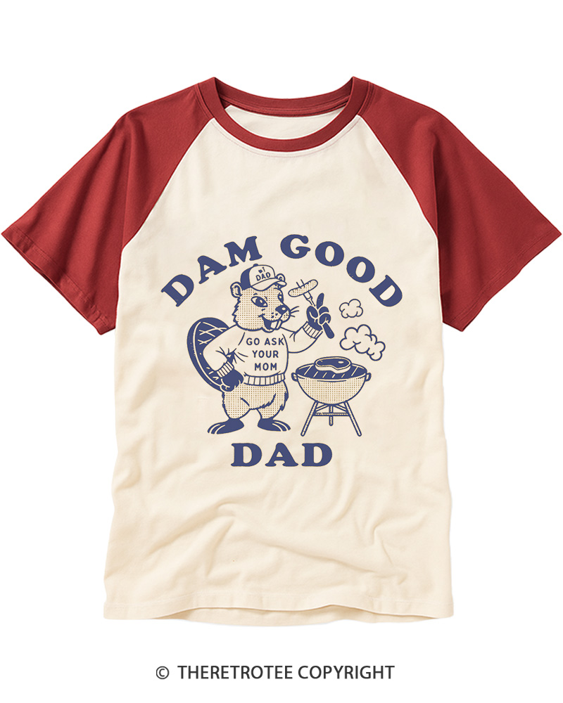 TheRetroTee Dam Good Dad 1980s Raglan Baseball T-Shirt