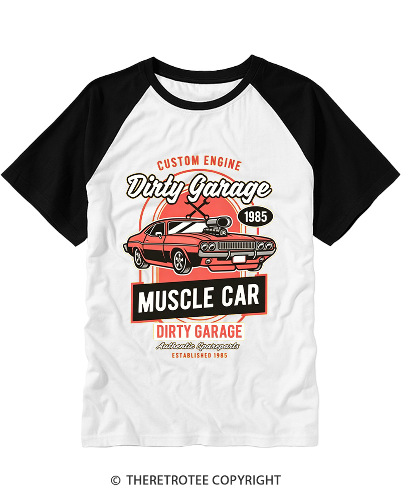 TheRetroTee Dirty Garage 1980s Raglan Baseball T-Shirt