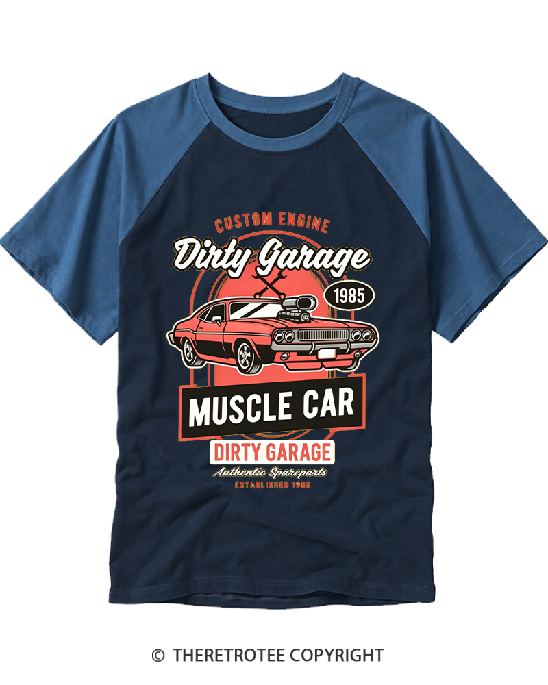 TheRetroTee Dirty Garage 1980s Raglan Baseball T-Shirt