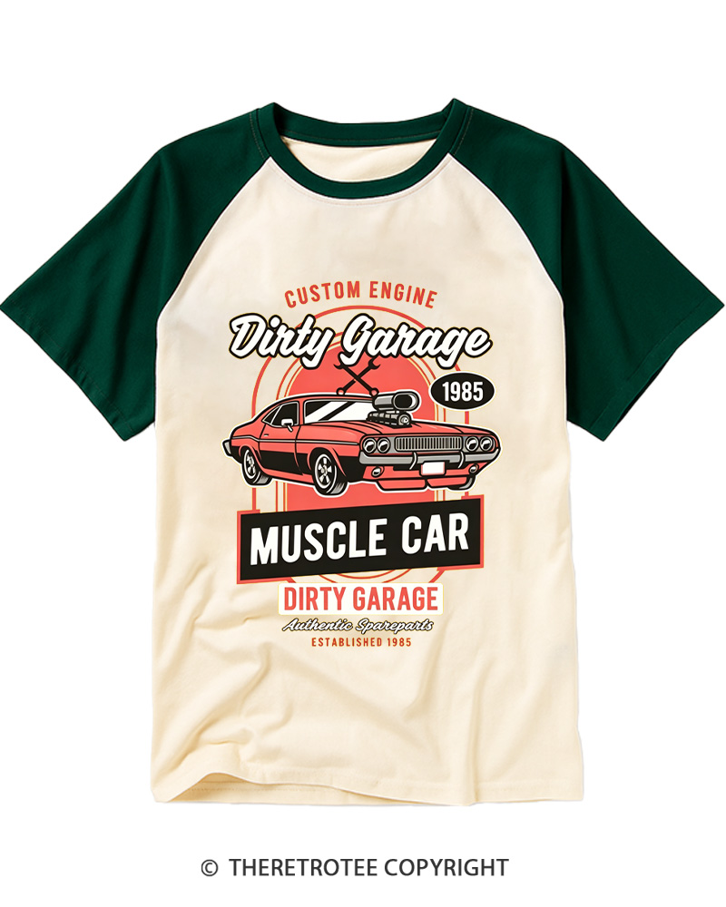 TheRetroTee Dirty Garage 1980s Raglan Baseball T-Shirt