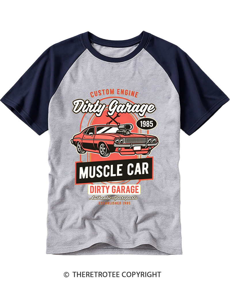 TheRetroTee Dirty Garage 1980s Raglan Baseball T-Shirt