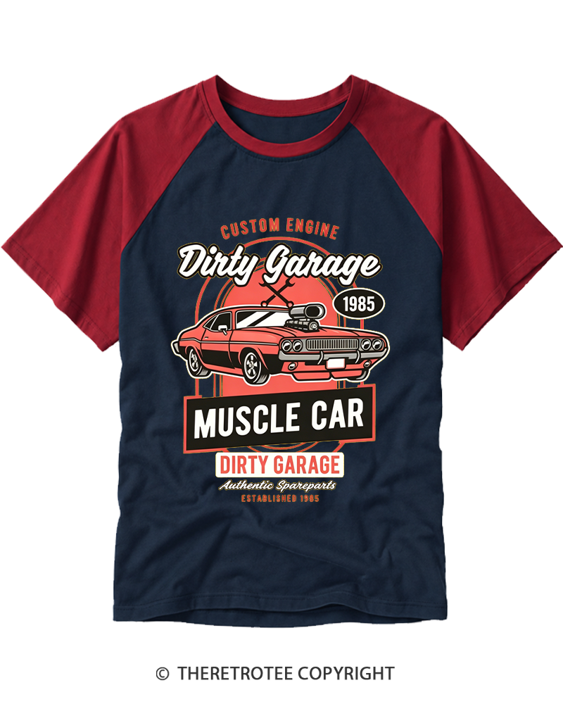 TheRetroTee Dirty Garage 1980s Raglan Baseball T-Shirt