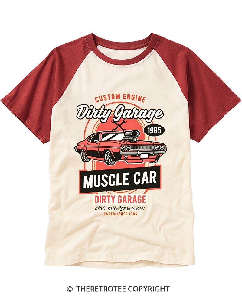 TheRetroTee Dirty Garage 1980s Raglan Baseball T-Shirt