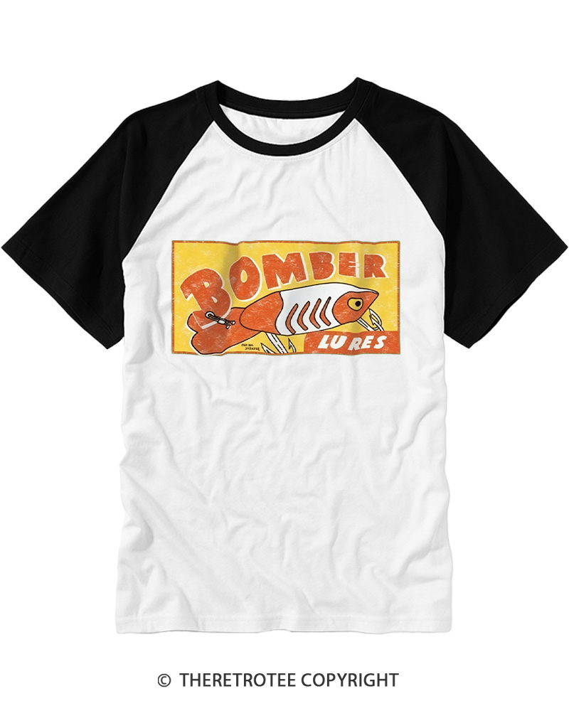 TheRetroTee Fishing Lure 1970s Raglan Baseball T-Shirt