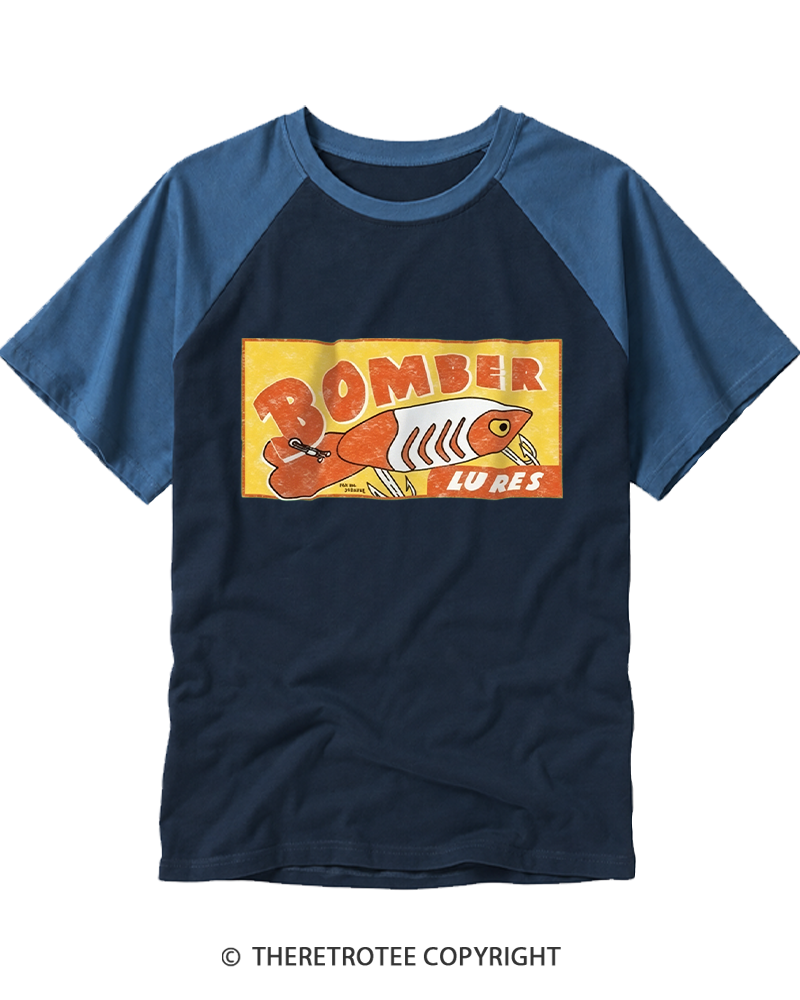 TheRetroTee Fishing Lure 1970s Raglan Baseball T-Shirt