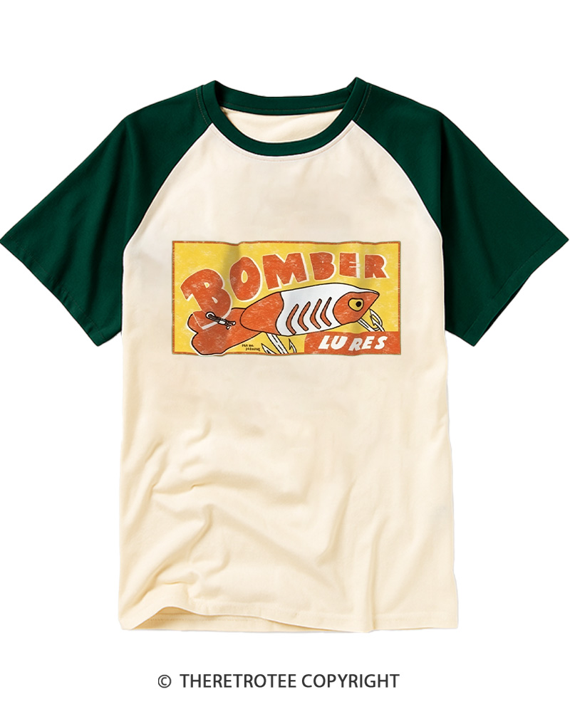 TheRetroTee Fishing Lure 1970s Raglan Baseball T-Shirt