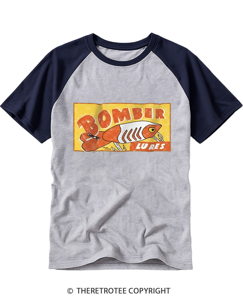 TheRetroTee Fishing Lure 1970s Raglan Baseball T-Shirt