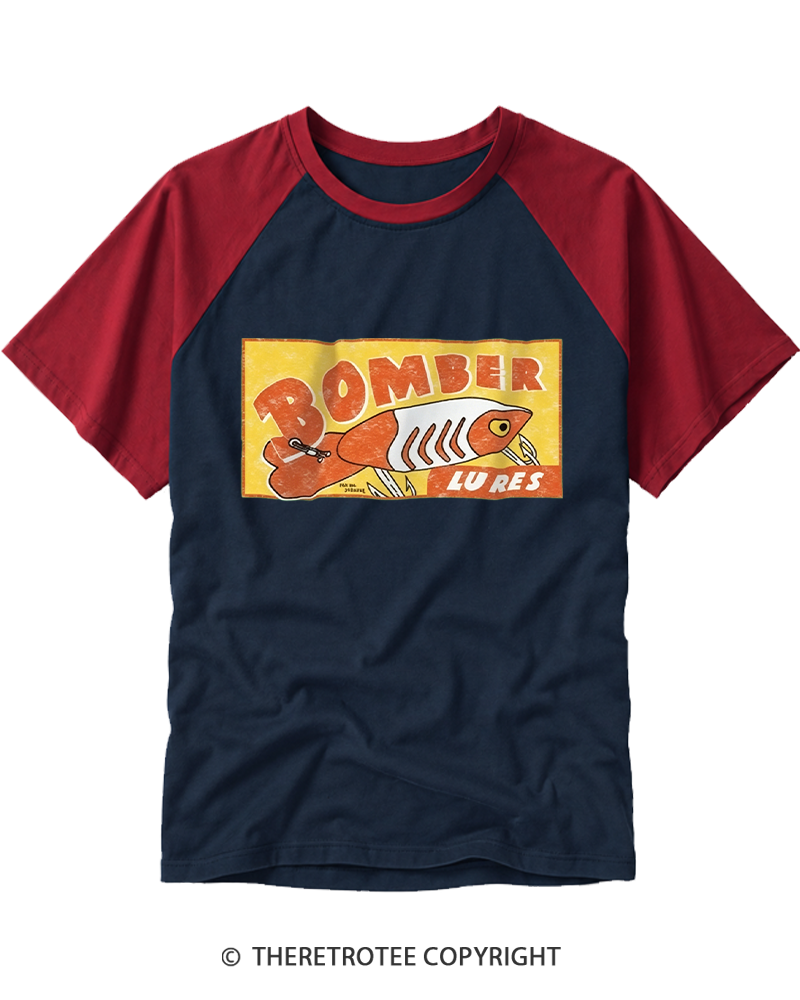 TheRetroTee Fishing Lure 1970s Raglan Baseball T-Shirt