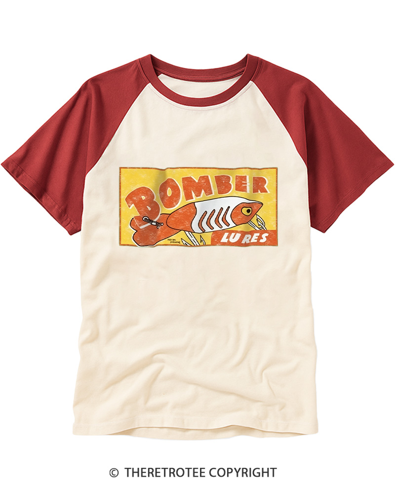 TheRetroTee Fishing Lure 1970s Raglan Baseball T-Shirt
