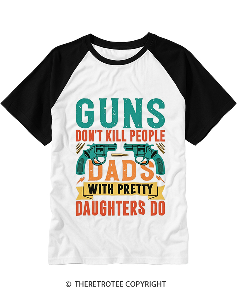 TheRetroTee Guns Don’t Kill People 1970s Raglan Baseball T-Shirt