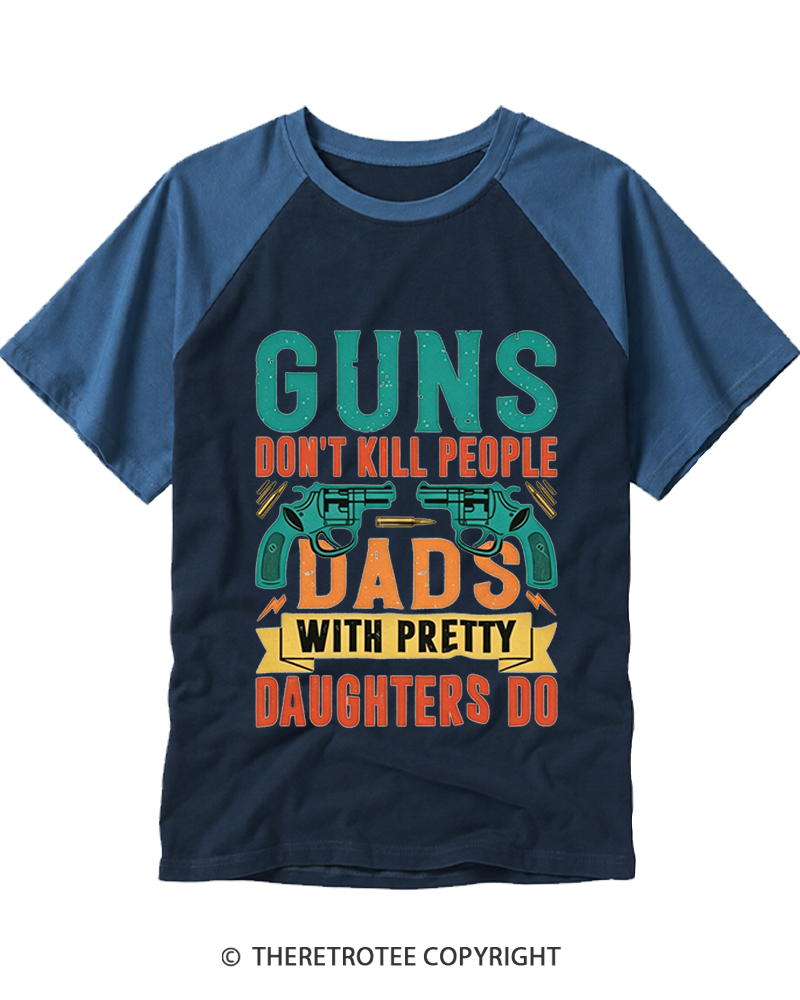 TheRetroTee Guns Don’t Kill People 1970s Raglan Baseball T-Shirt