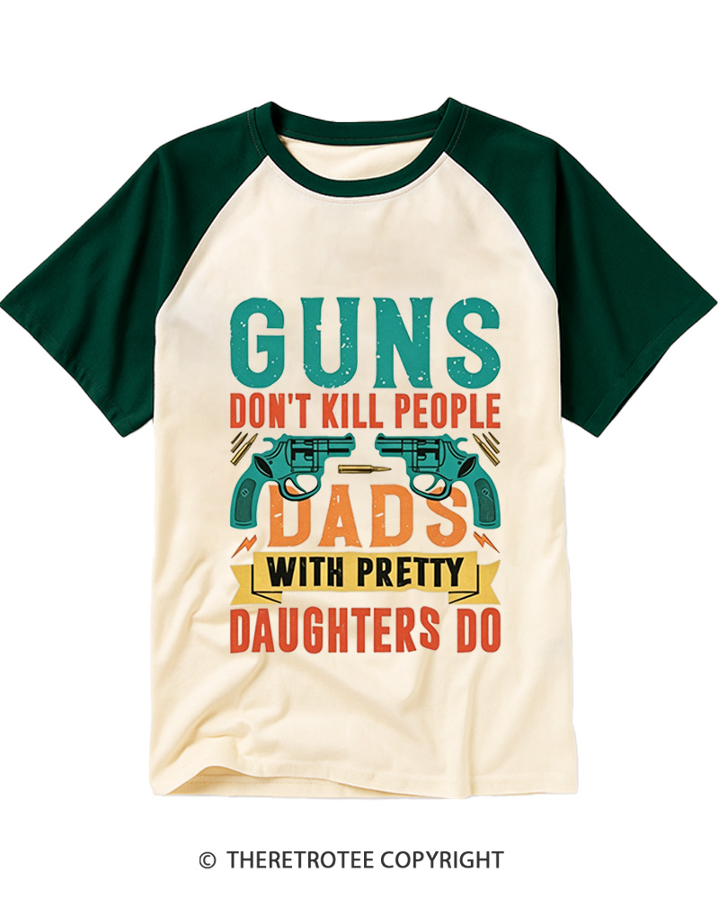 TheRetroTee Guns Don’t Kill People 1970s Raglan Baseball T-Shirt