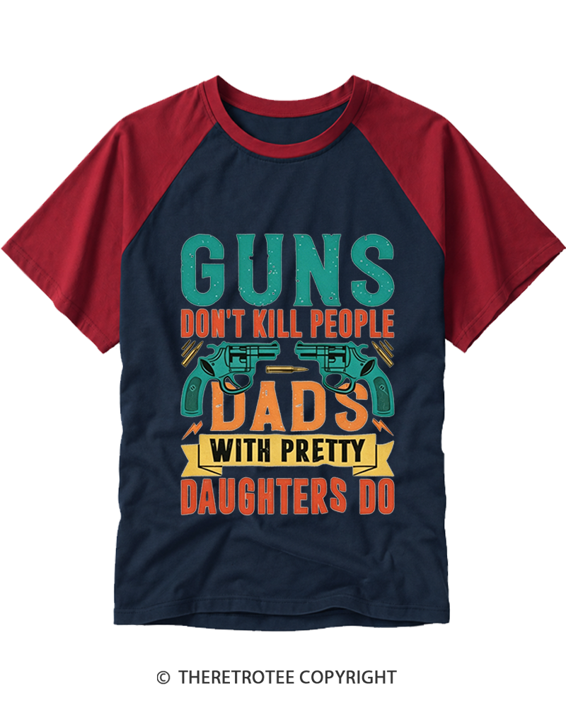 TheRetroTee Guns Don’t Kill People 1970s Raglan Baseball T-Shirt