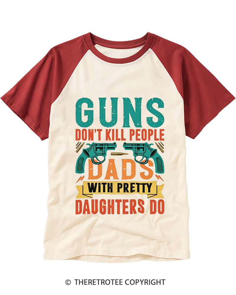 TheRetroTee Guns Don’t Kill People 1970s Raglan Baseball T-Shirt