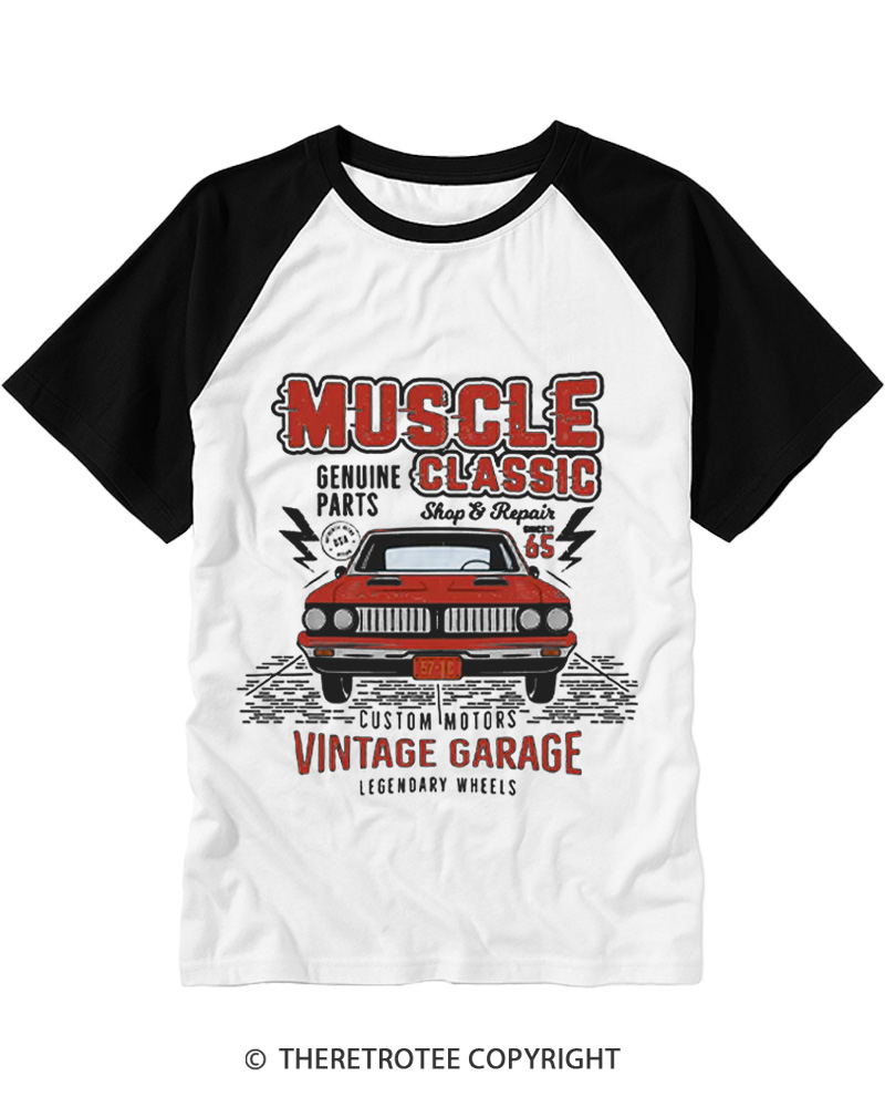 TheRetroTee Muscle Classic 1970s Raglan Baseball T-Shirt