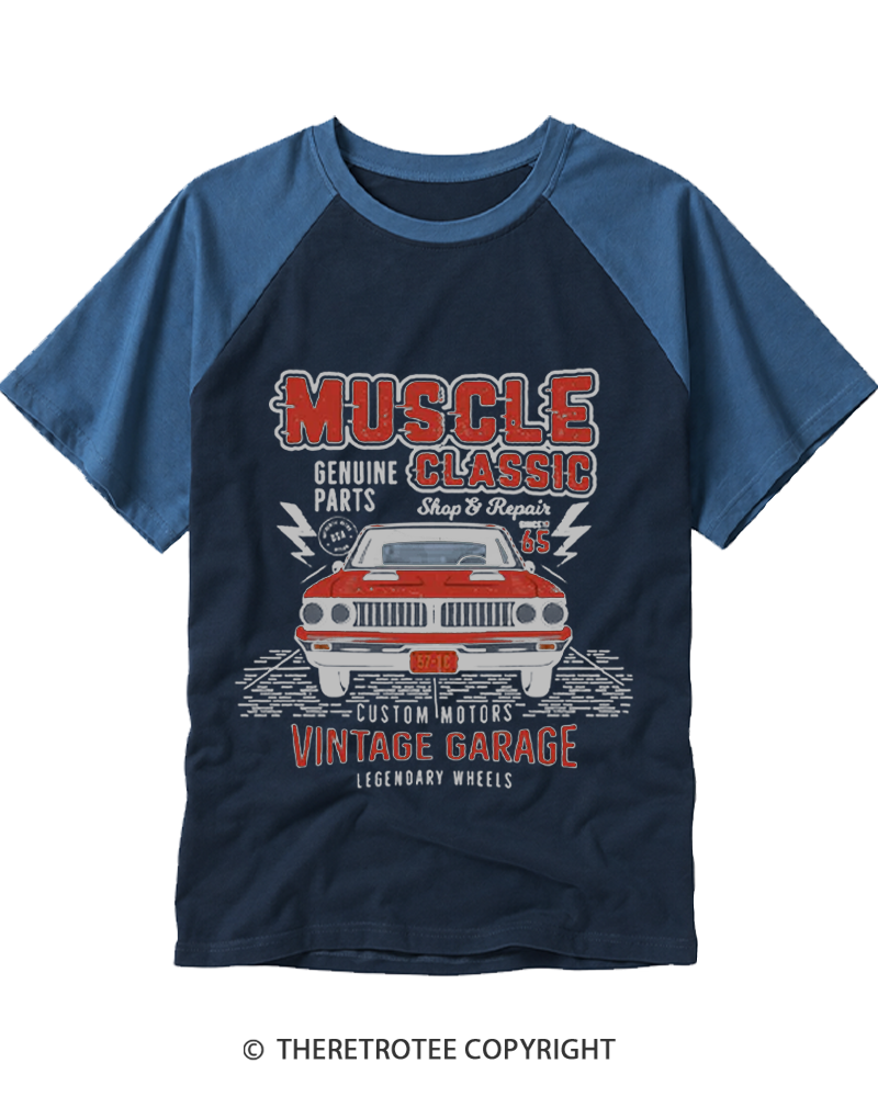 TheRetroTee Muscle Classic 1970s Raglan Baseball T-Shirt