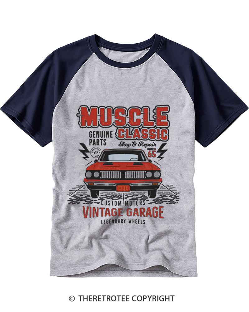 TheRetroTee Muscle Classic 1970s Raglan Baseball T-Shirt