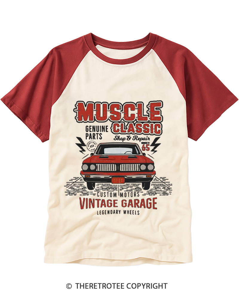TheRetroTee Muscle Classic 1970s Raglan Baseball T-Shirt