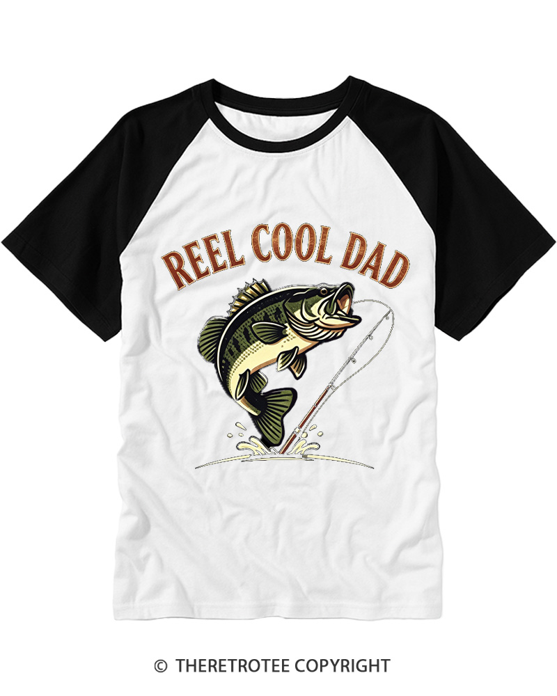 TheRetroTee Reel Cool Dad 1990s Raglan Baseball T-Shirt
