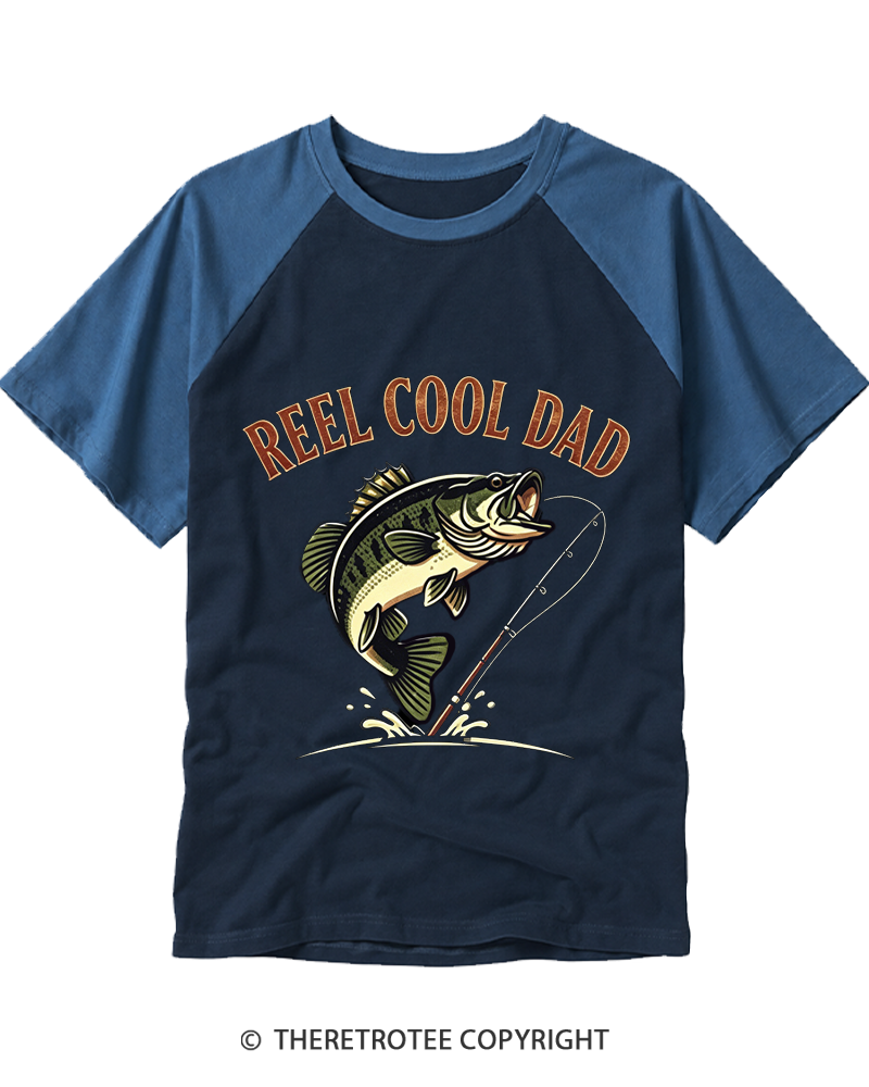 TheRetroTee Reel Cool Dad 1990s Raglan Baseball T-Shirt