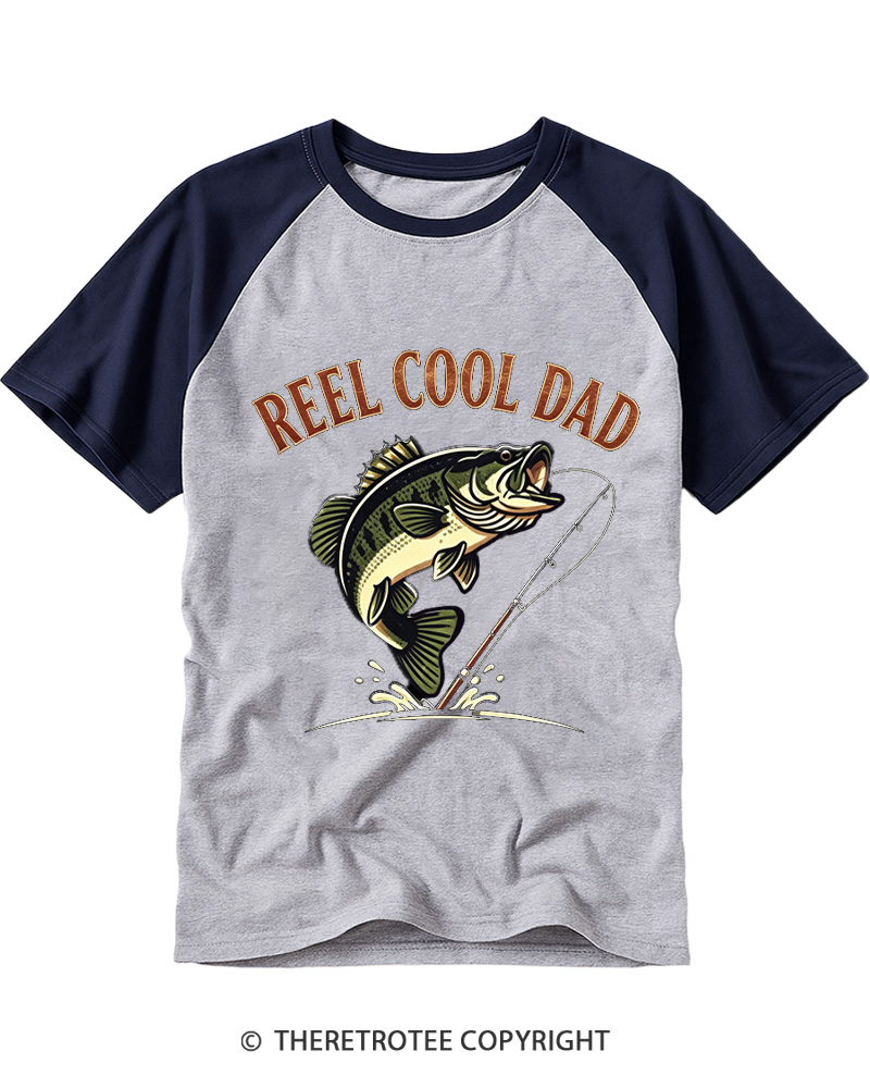 TheRetroTee Reel Cool Dad 1990s Raglan Baseball T-Shirt