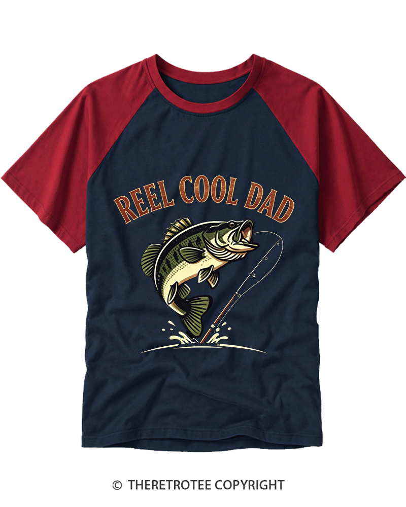 TheRetroTee Reel Cool Dad 1990s Raglan Baseball T-Shirt