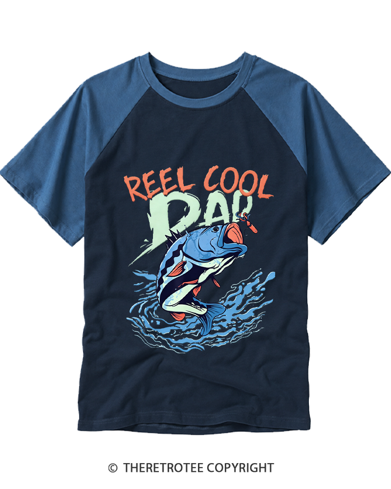 TheRetroTee Reel Cool Dad 1990s Raglan Baseball T-Shirt