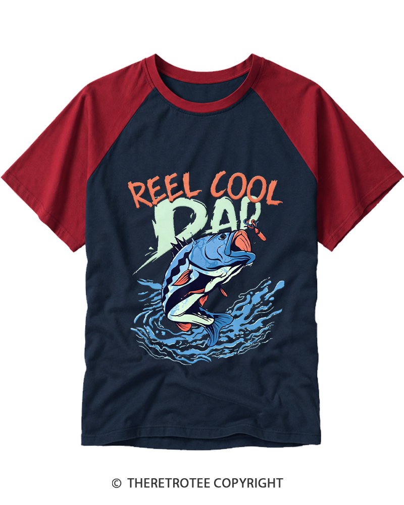 TheRetroTee Reel Cool Dad 1990s Raglan Baseball T-Shirt