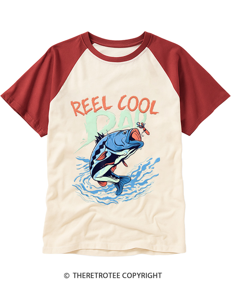 TheRetroTee Reel Cool Dad 1990s Raglan Baseball T-Shirt