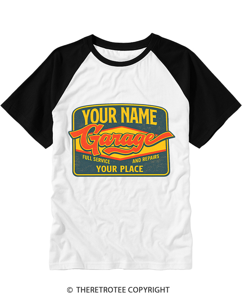 TheRetroTee Retro Garage Raglan Baseball T-Shirt