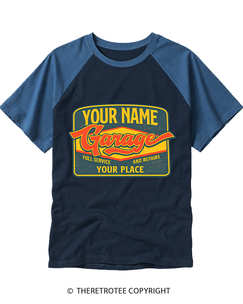 TheRetroTee Retro Garage Raglan Baseball T-Shirt