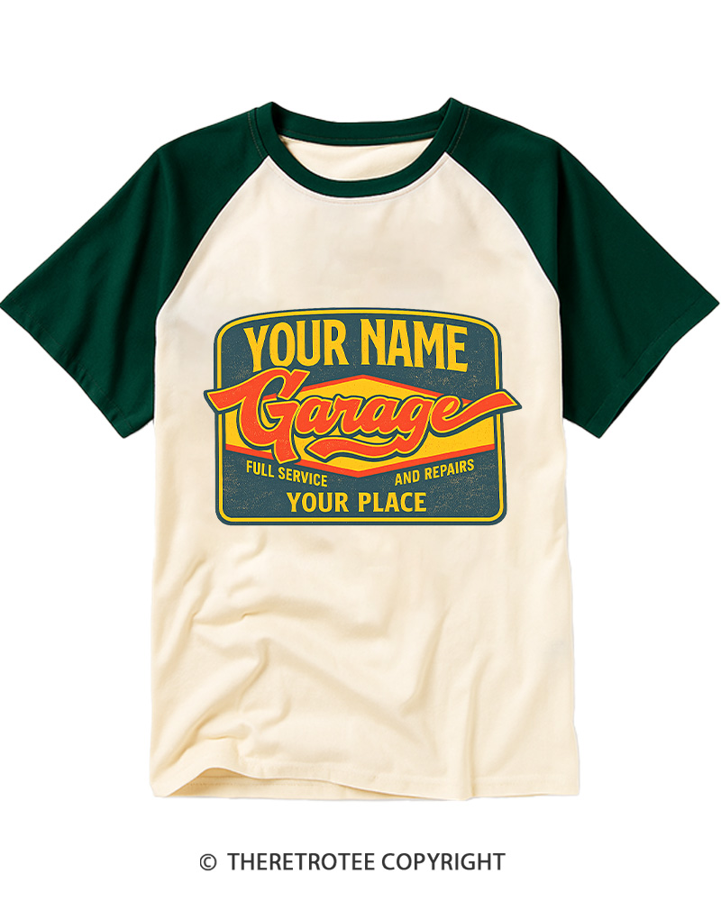 TheRetroTee Retro Garage Raglan Baseball T-Shirt