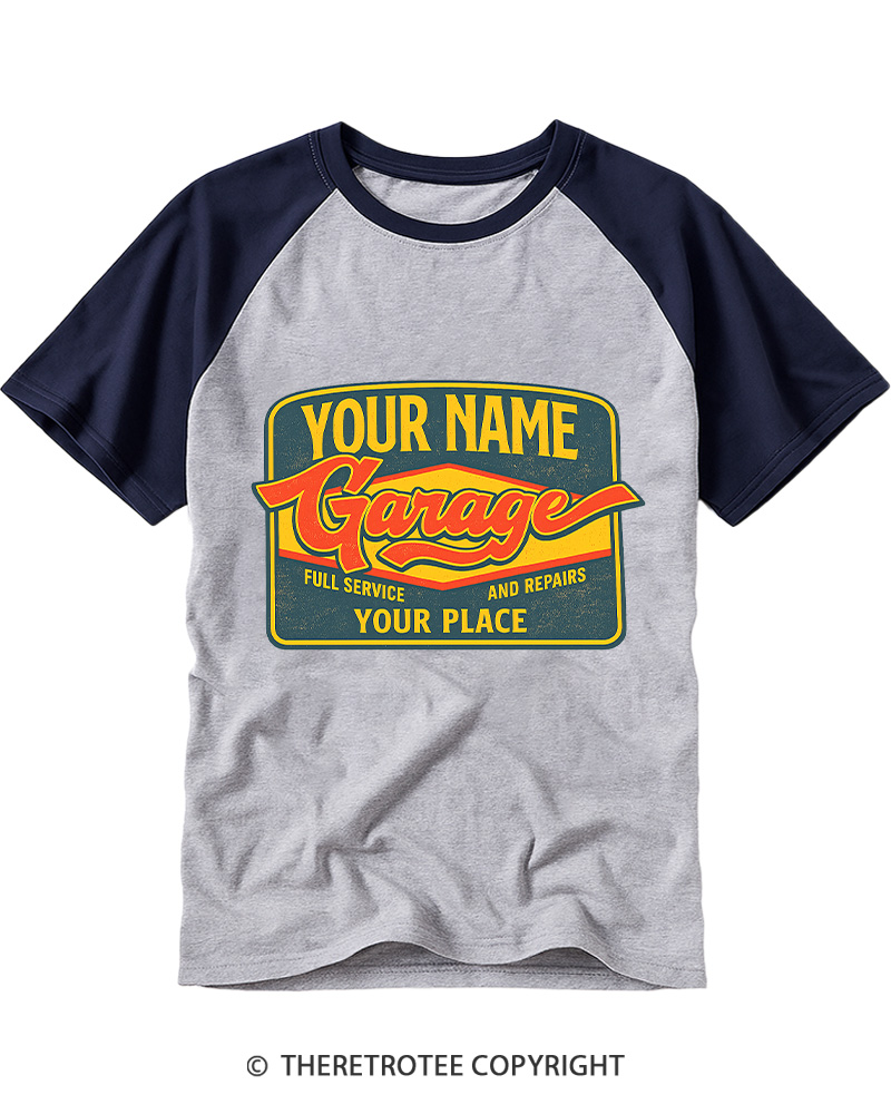 TheRetroTee Retro Garage Raglan Baseball T-Shirt
