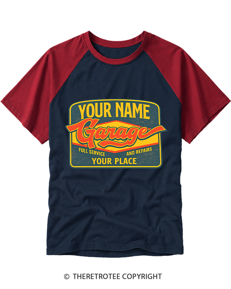 TheRetroTee Retro Garage Raglan Baseball T-Shirt