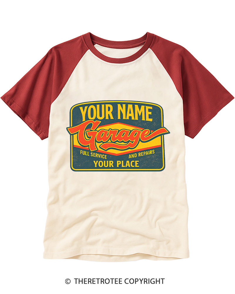 TheRetroTee Retro Garage Raglan Baseball T-Shirt