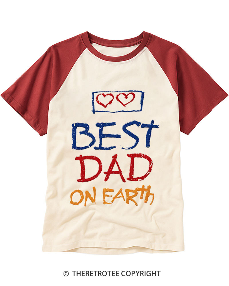 TheRetroTee 80s Best Dad on Earth Raglan Baseball T-Shirt