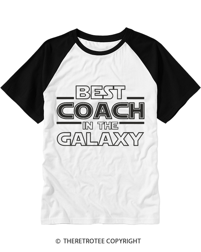 TheRetroTee Best Coach in the Galaxy Raglan Baseball T-Shirt