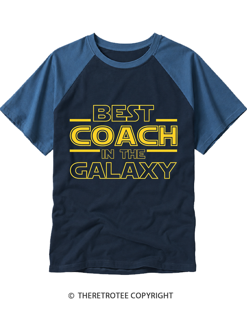 TheRetroTee Best Coach in the Galaxy Raglan Baseball T-Shirt