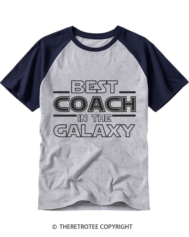 TheRetroTee Best Coach in the Galaxy Raglan Baseball T-Shirt