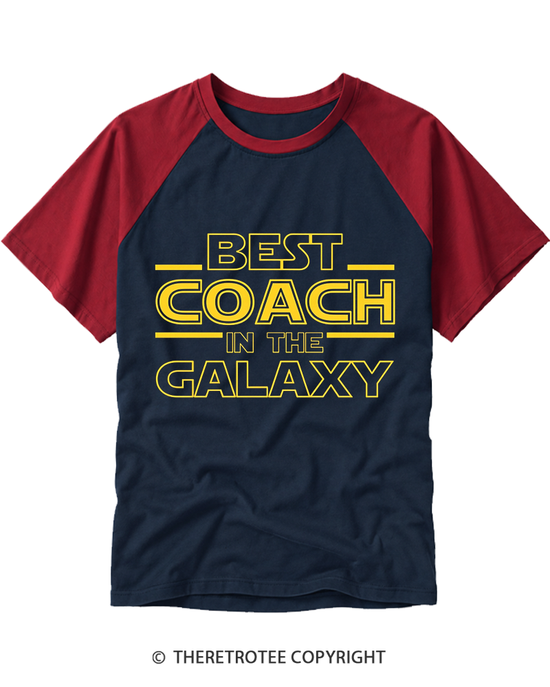 TheRetroTee Best Coach in the Galaxy Raglan Baseball T-Shirt