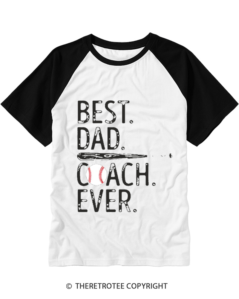 TheRetroTee Best Dad Coach Raglan Baseball T-Shirt
