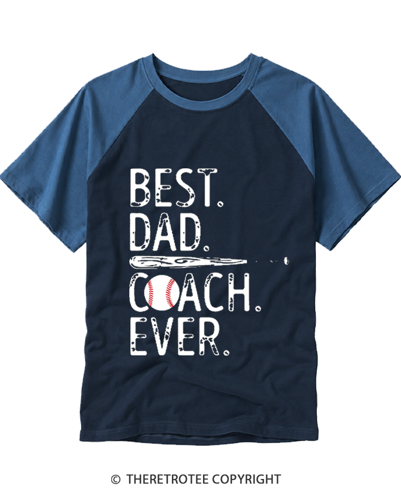 TheRetroTee Best Dad Coach Raglan Baseball T-Shirt
