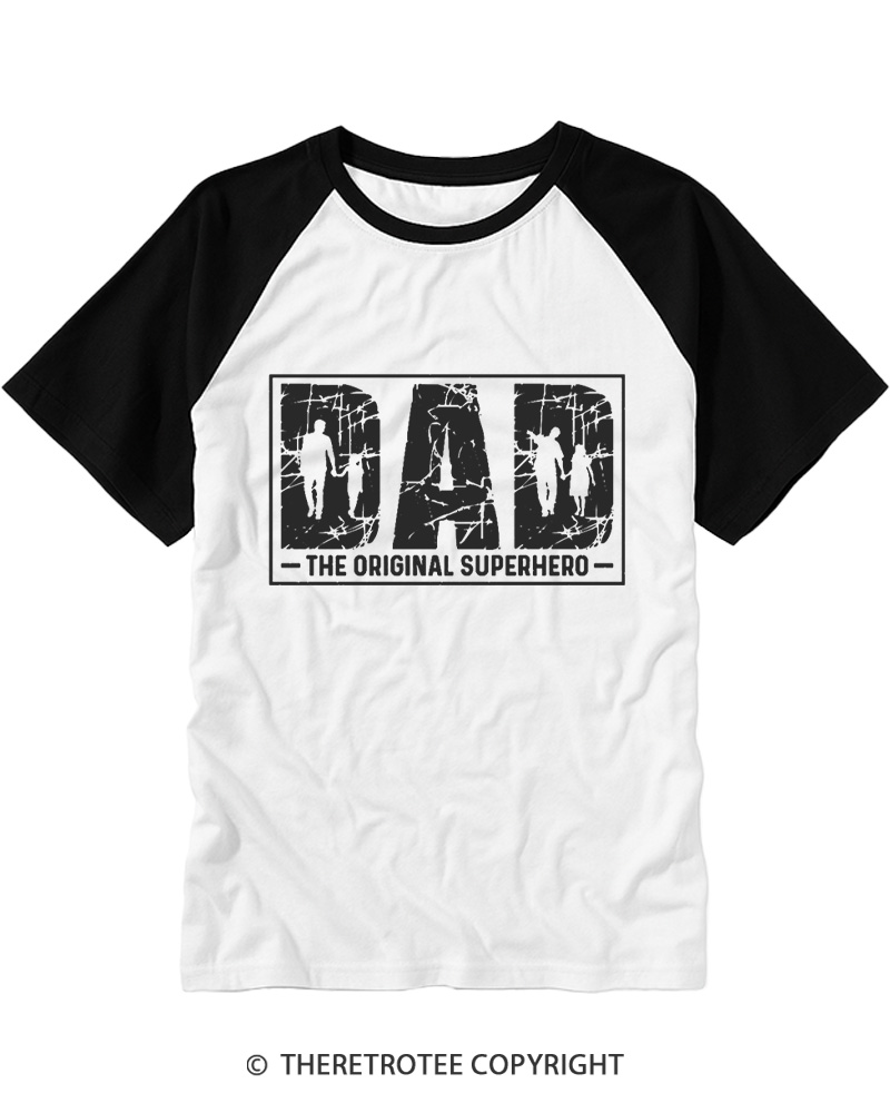 TheRetroTee Dad the Original Superhero Raglan Baseball T-Shirt
