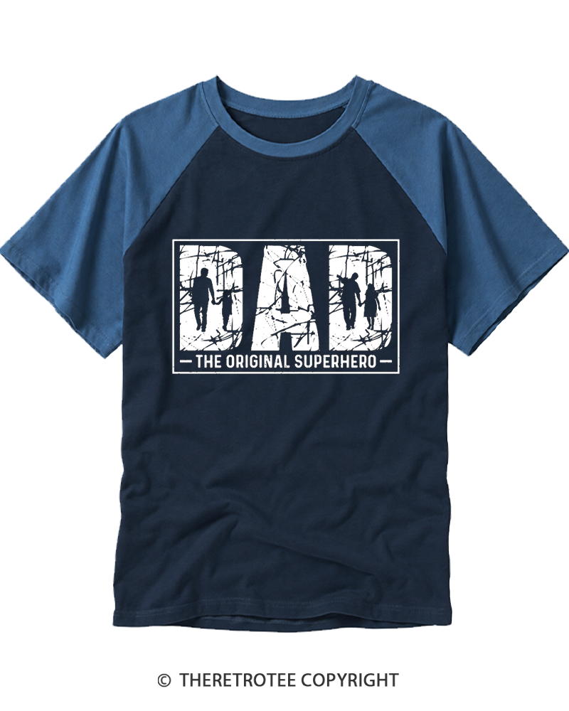 TheRetroTee Dad the Original Superhero Raglan Baseball T-Shirt